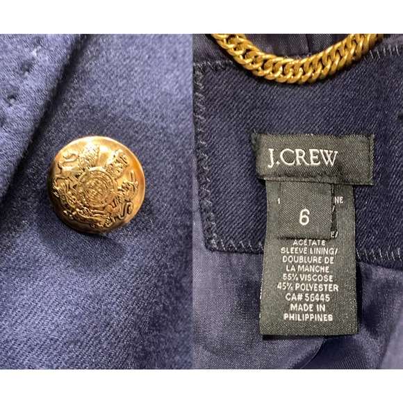 J Crew Navy Blue Double Breasted Wool Blazer Gold Buttons | NWOT | Size 6 - Picture 4 of 10